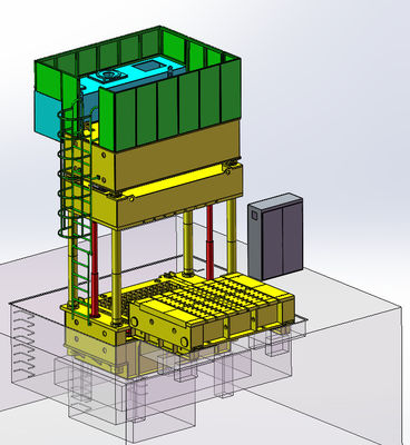 Mesin Press Deep Drawing Hidrolik Empat Kolom Dengan Meja Kerja Bergerak 200ton 2300x1300mm