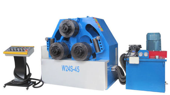 W24S-45 Hidrolik Tiga Roller Pipa Mesin Bending Angle Steel Tube Membuat Mesin